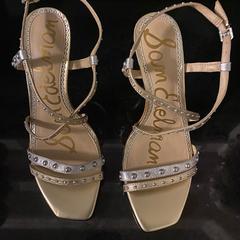 Sam Edelman silver/gold 3 inches heels.
